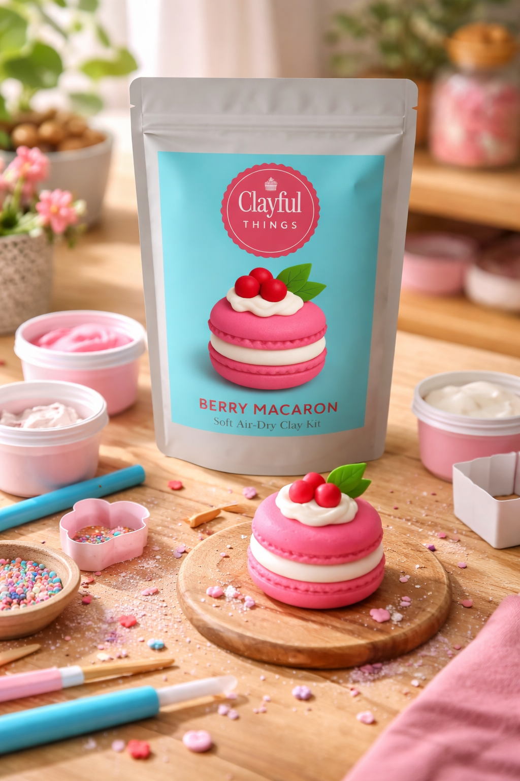 Berry Bliss  Macaron DIY Soft Air-Dry Clay Kit