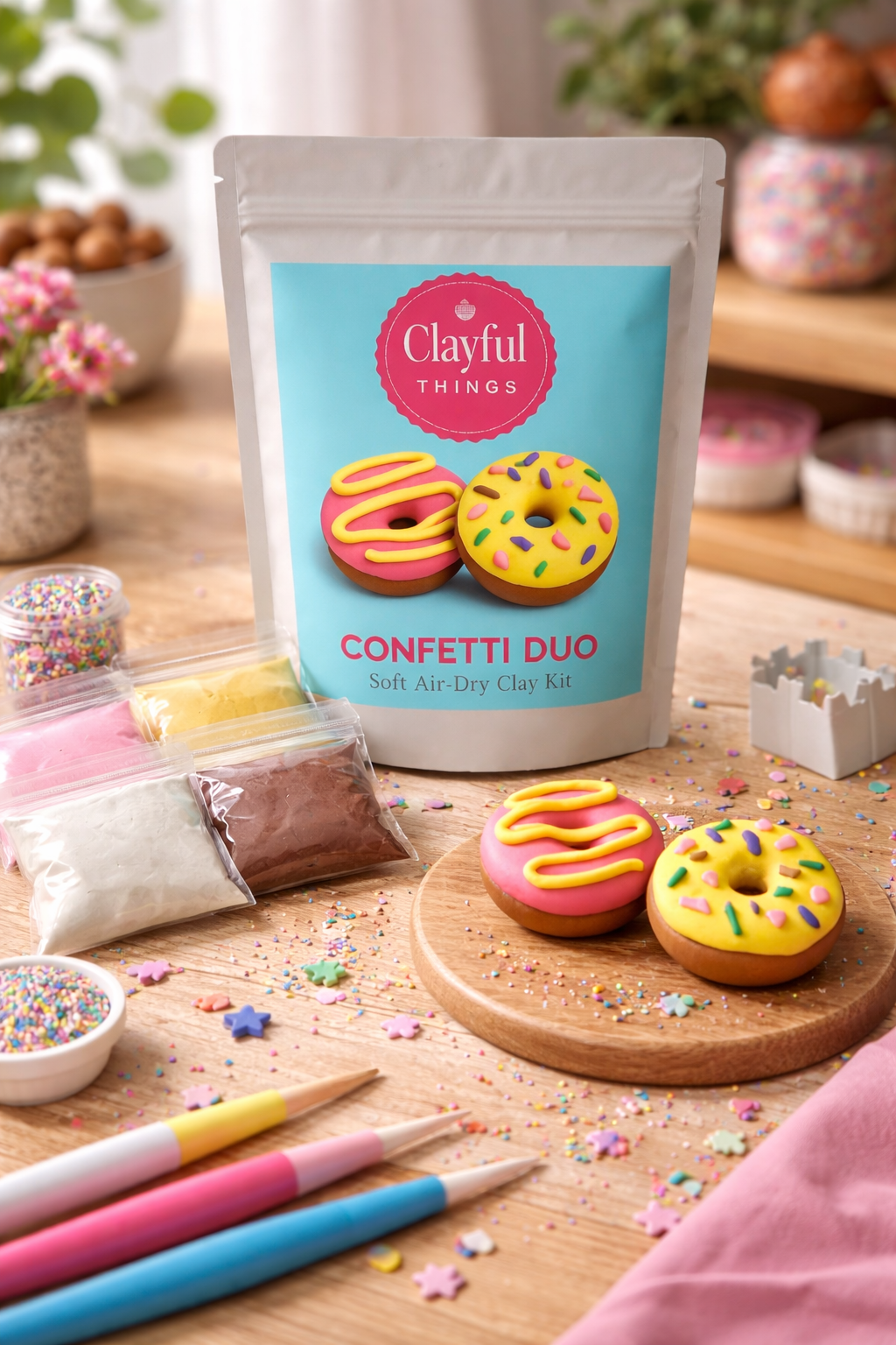 🍩 Confetti Donuts DIY Soft Air-Dry Clay Kit