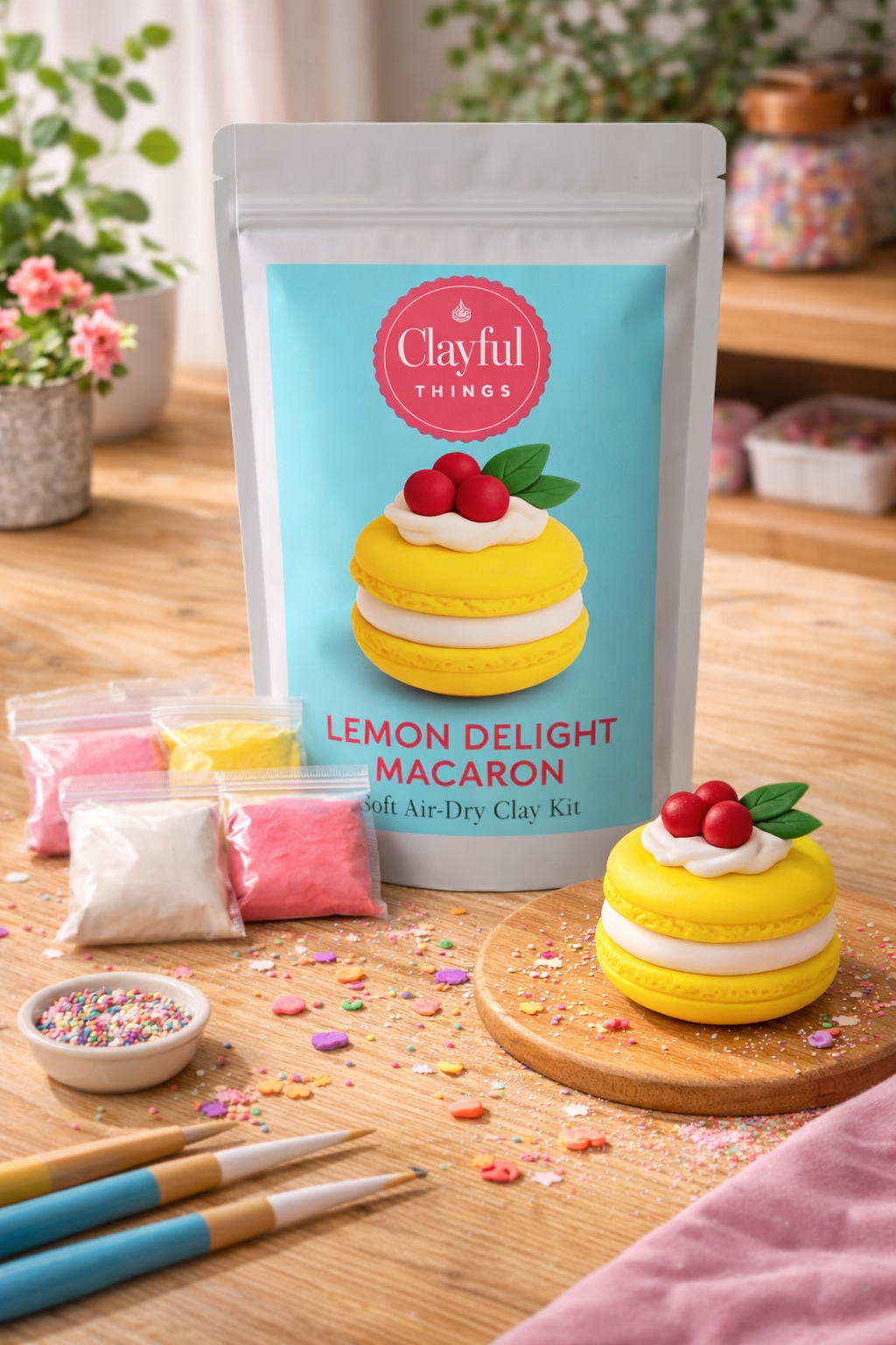Luscious Lemon Macaron DIY Soft Air Dry Clay Kit